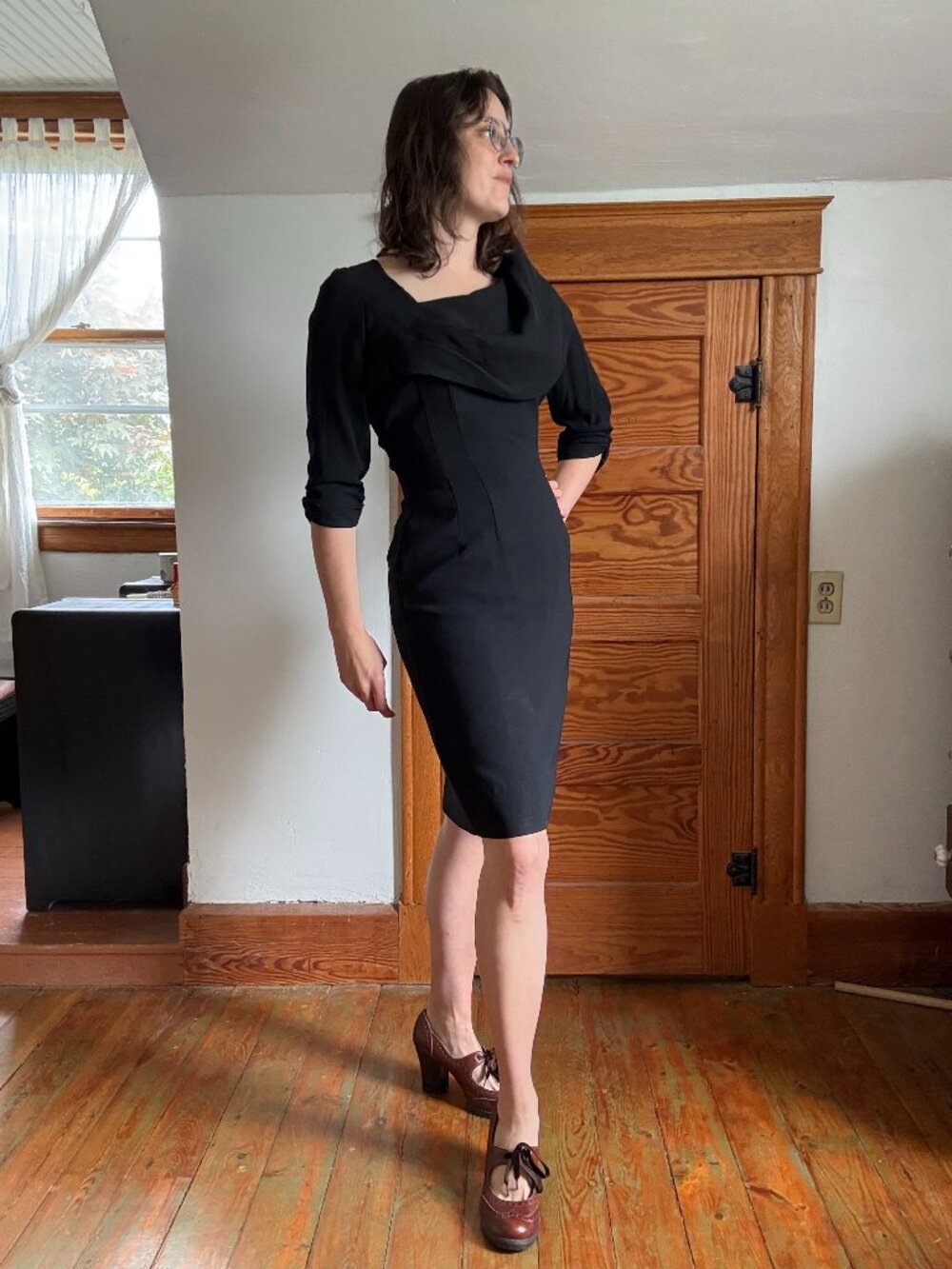 Vintage 1950s Lilli Diamond of California Black Capelet Dress